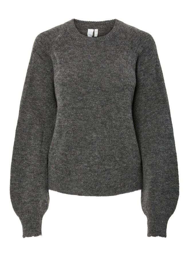 YASJOHI LS WOOL KNIT PULLOVER GREY