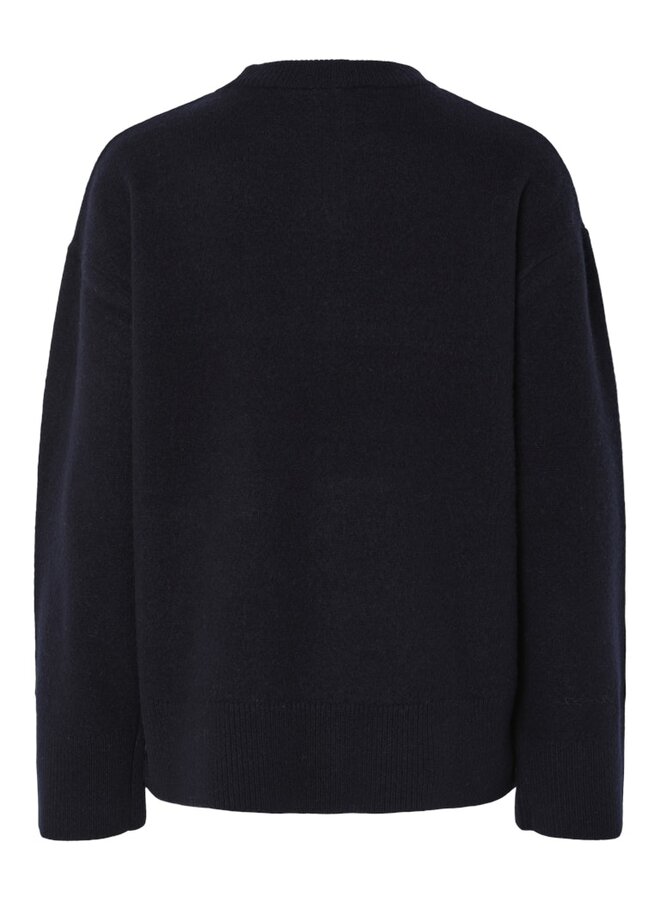 YASNOLA WOOL LS KNIT PULLOVER NEW S. NAVY BLAZER
