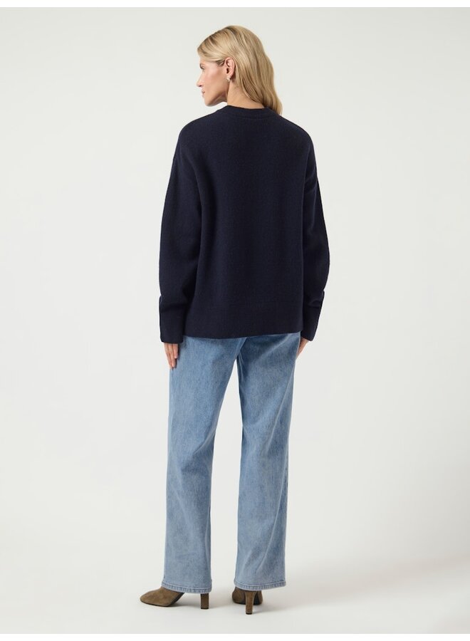 YASNOLA WOOL LS KNIT PULLOVER NEW S. NAVY BLAZER