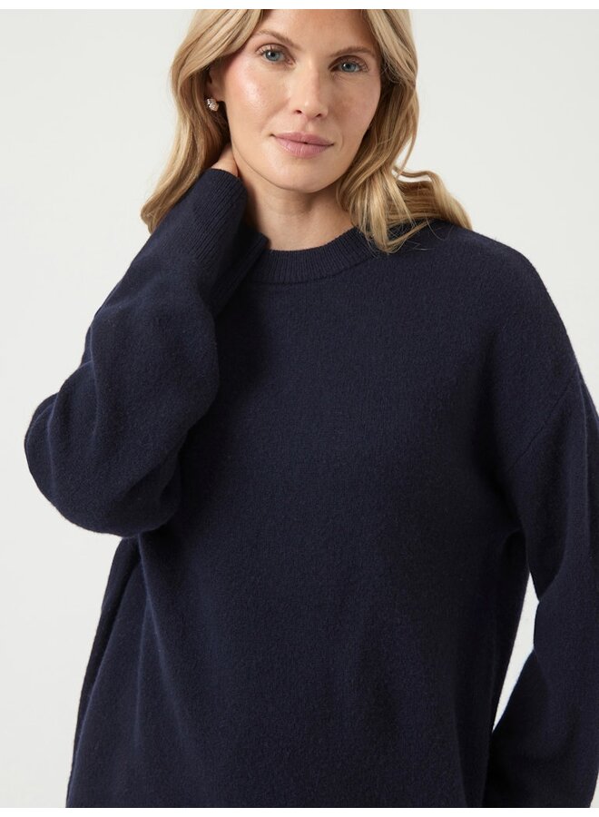 YASNOLA WOOL LS KNIT PULLOVER NEW S. NAVY BLAZER