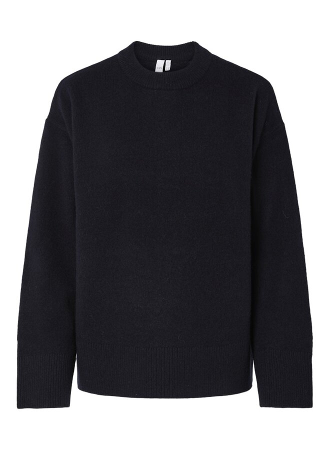 YASNOLA WOOL LS KNIT PULLOVER NEW S. NAVY BLAZER