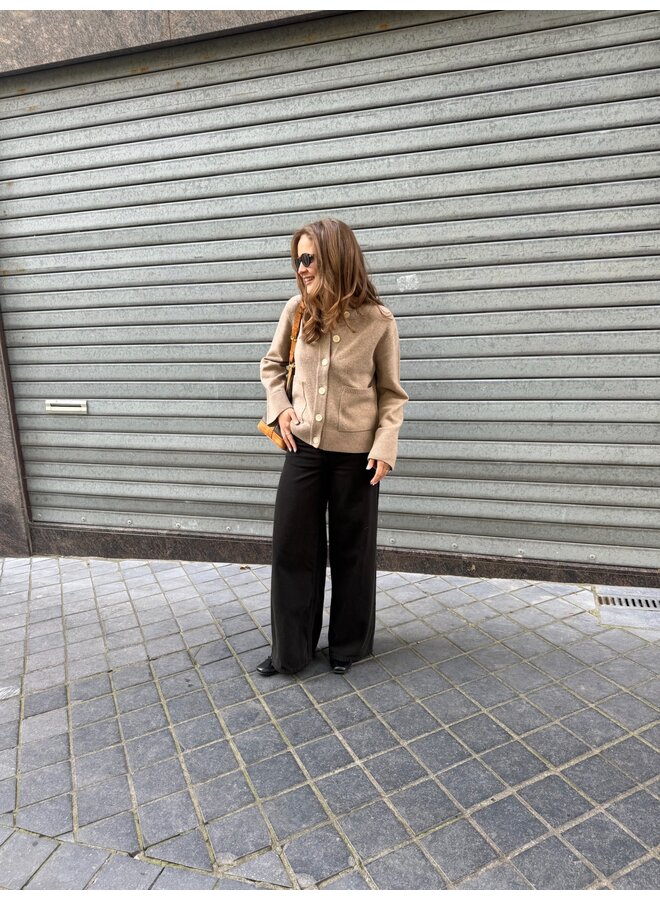 YASNOLA WOOL LS KNIT CARDIGAN OAT MILK