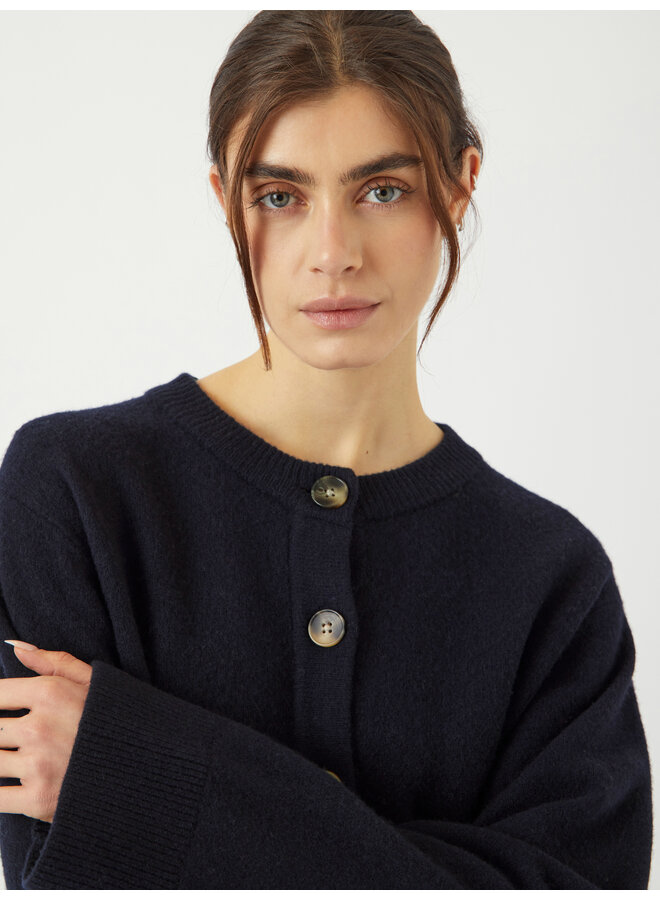YASNOLA WOOL LS KNIT CARDIGAN NAVY