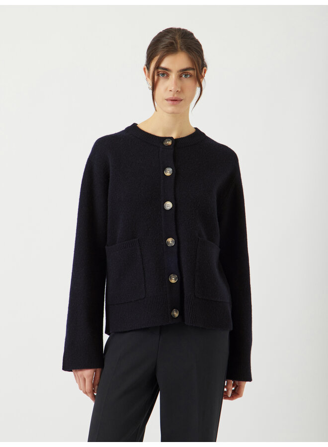 YASNOLA WOOL LS KNIT CARDIGAN NAVY