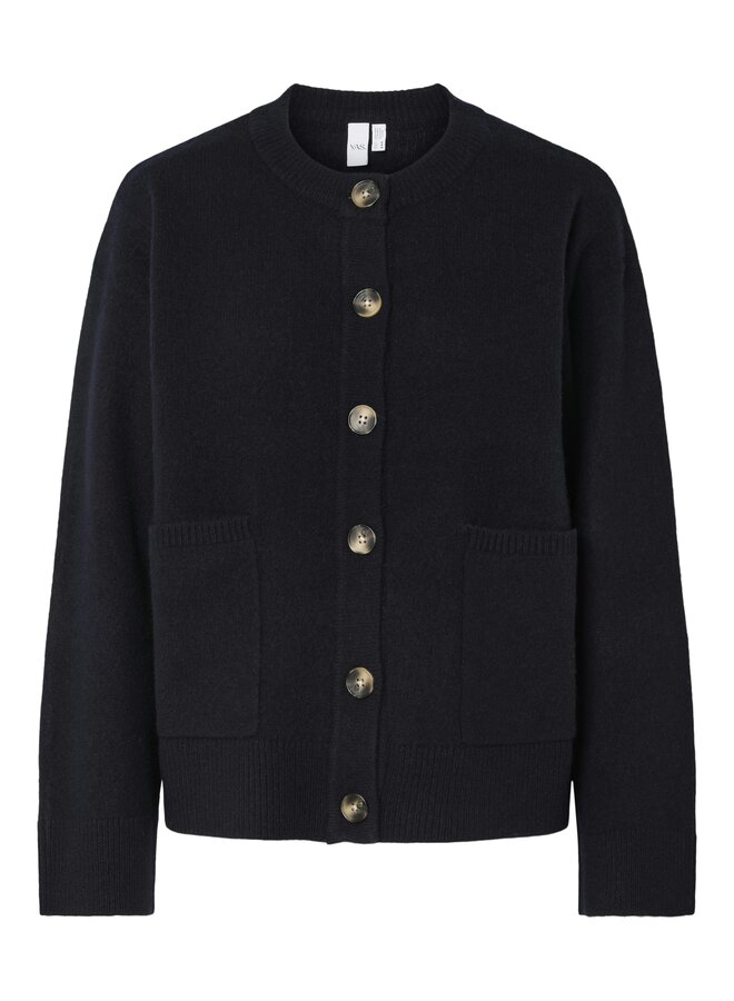 YASNOLA WOOL LS KNIT CARDIGAN NAVY
