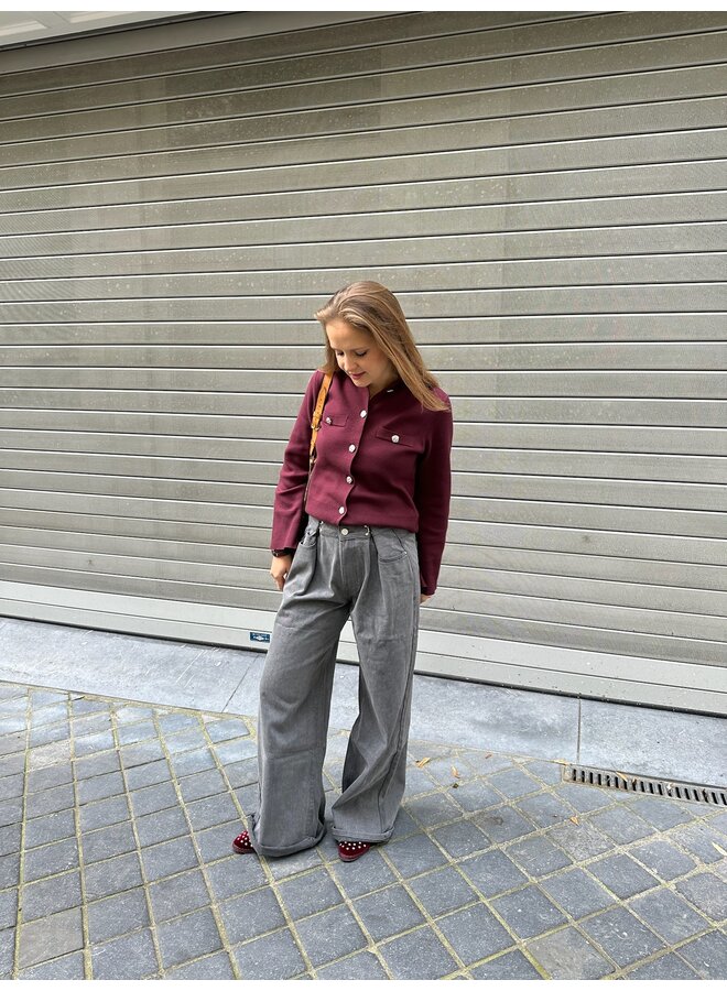 YASPIMI LS KNIT CARDIGAN PORT ROYALE