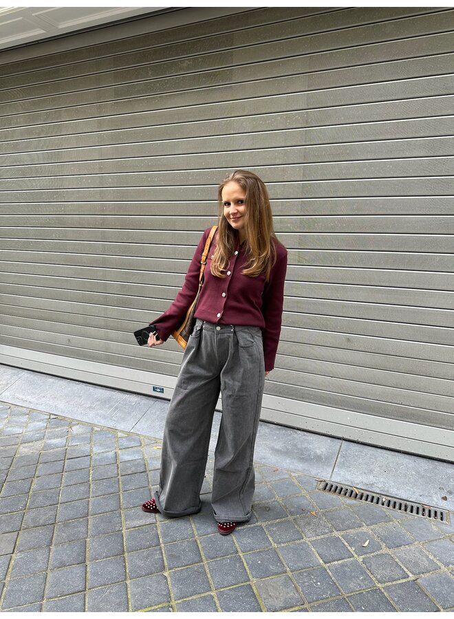 YASPIMI LS KNIT CARDIGAN PORT ROYALE