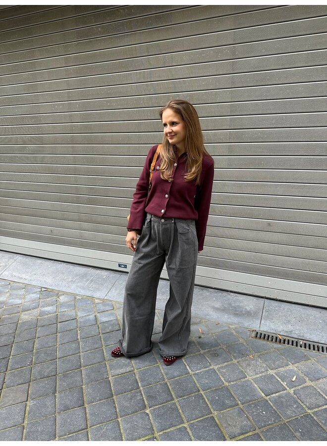 YASPIMI LS KNIT CARDIGAN PORT ROYALE