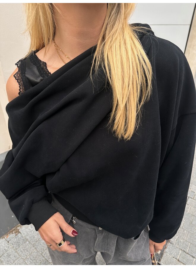 NOMI OFFSHOULDER SWEATER BLACK