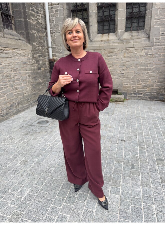 YASPIMI LS KNIT CARDIGAN PORT ROYALE