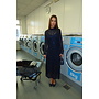 YASLINALA LS LACE LONG DRESS NAVY SEQUIN