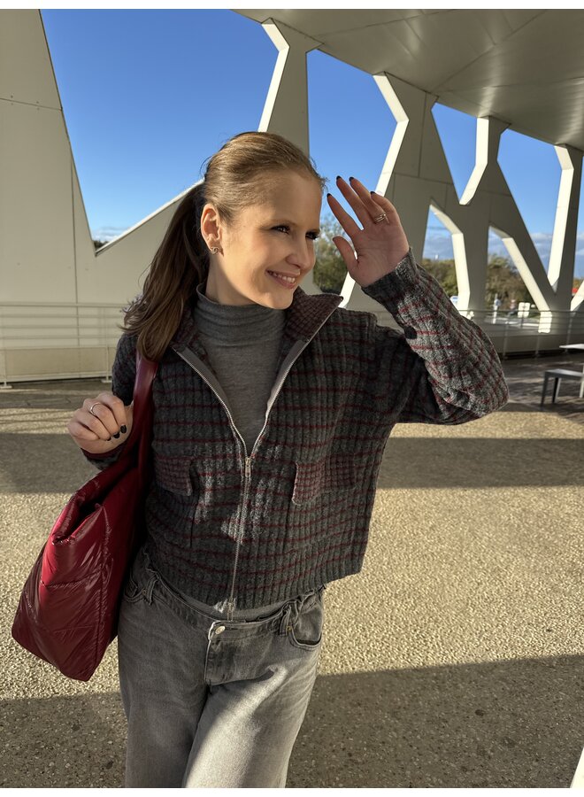 LILIANE JUMPER BURGUNDY/ GREY