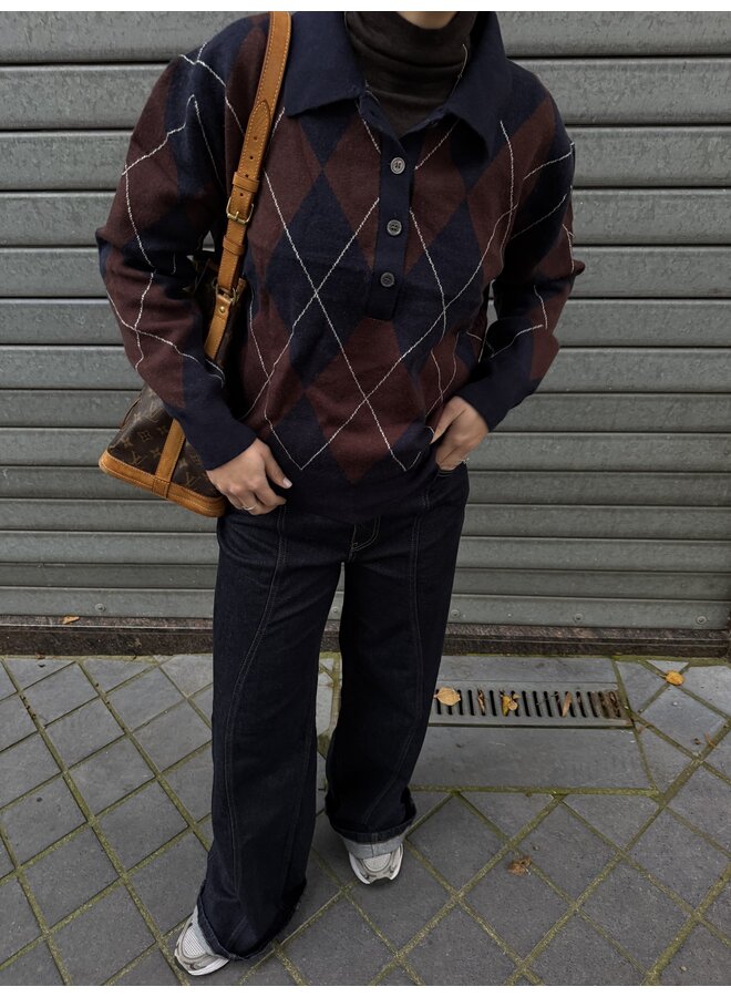 EVA POLO NAVY/ BROWN