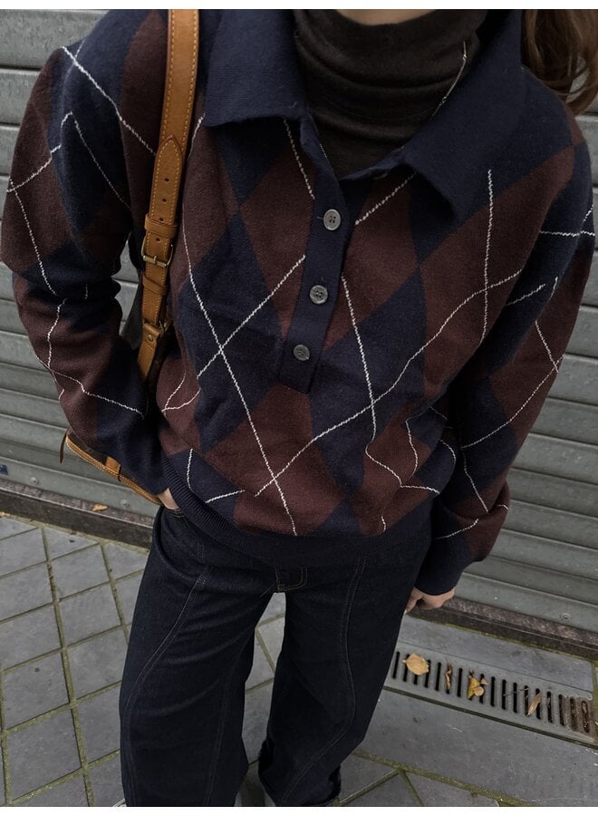 EVA POLO NAVY/ BROWN