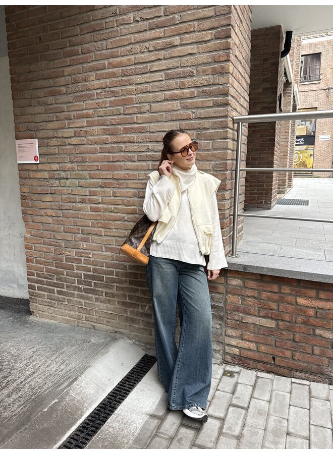 YASSIVA HMW WIDE JEANS S. MEDIUM BLUE/BROWN WASH