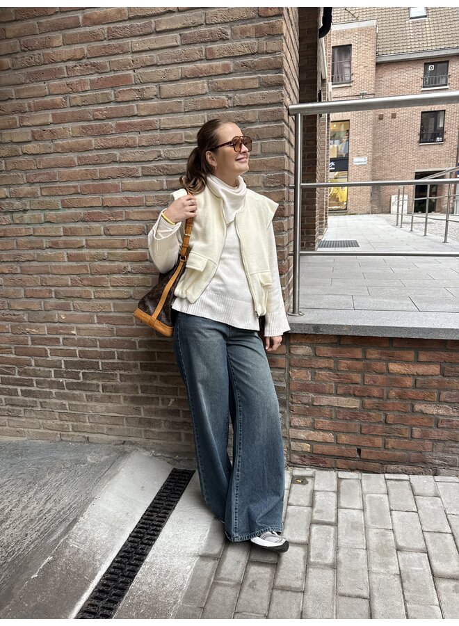 YASSIVA HMW WIDE JEANS S. MEDIUM BLUE/BROWN WASH