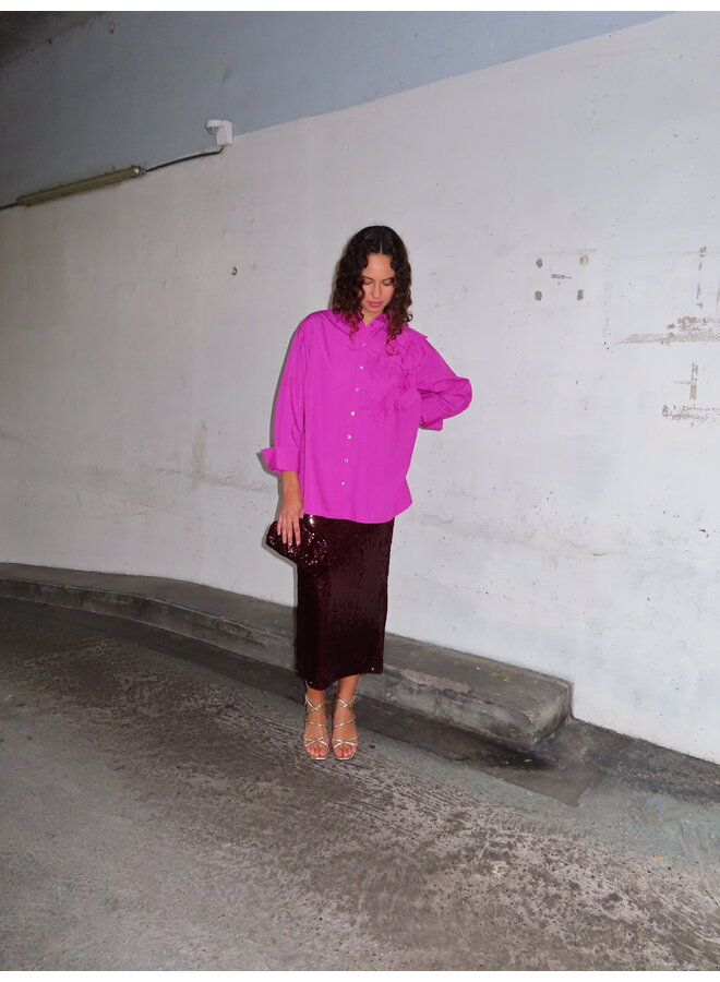 YASROYALINA SEQUIN ANKLE SKIRT PORT ROYAL