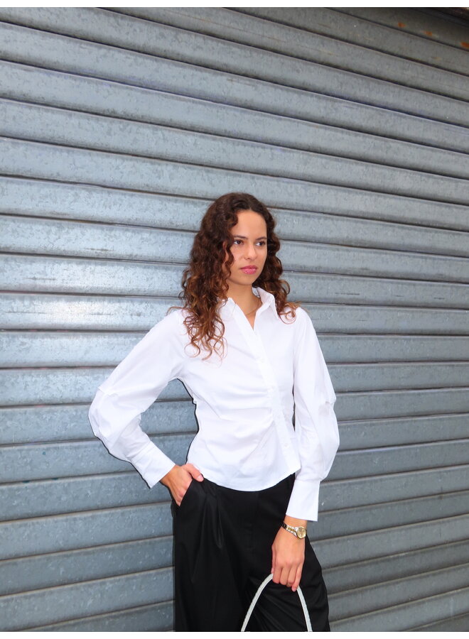 SANNACC ASYM PLACKET SHIRT WHITE