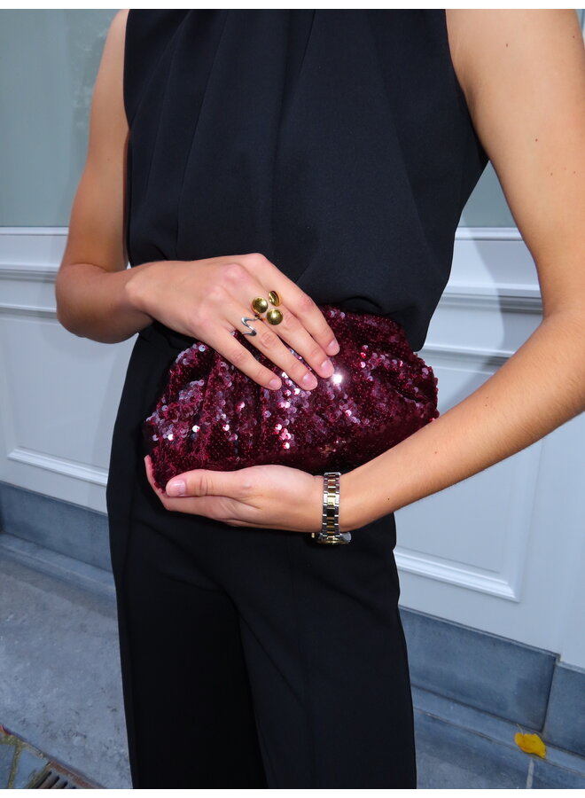 SEQUIN CLUTCH BAG BURGUNDY