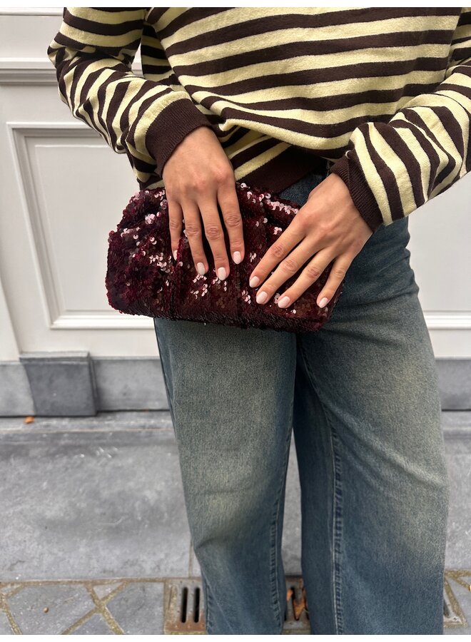 SEQUIN CLUTCH BAG BURGUNDY