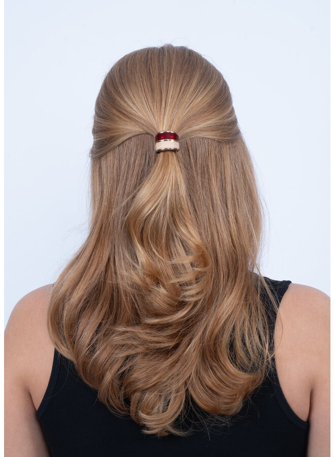 ENAMEL PONYTAIL CUFF STICK GOLD/RED-BEIGE