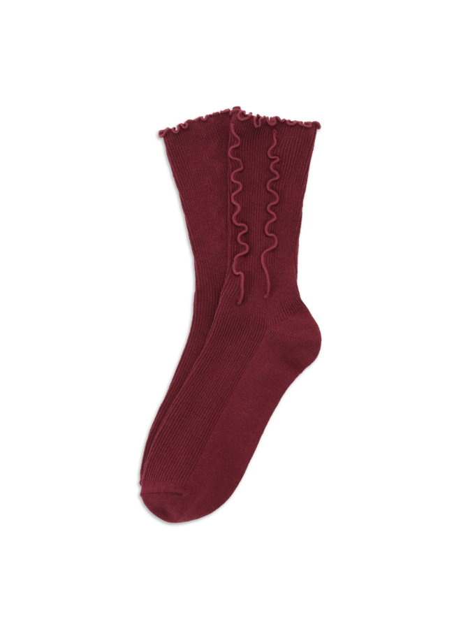 RUFFLE SOCKS BURGUNDY