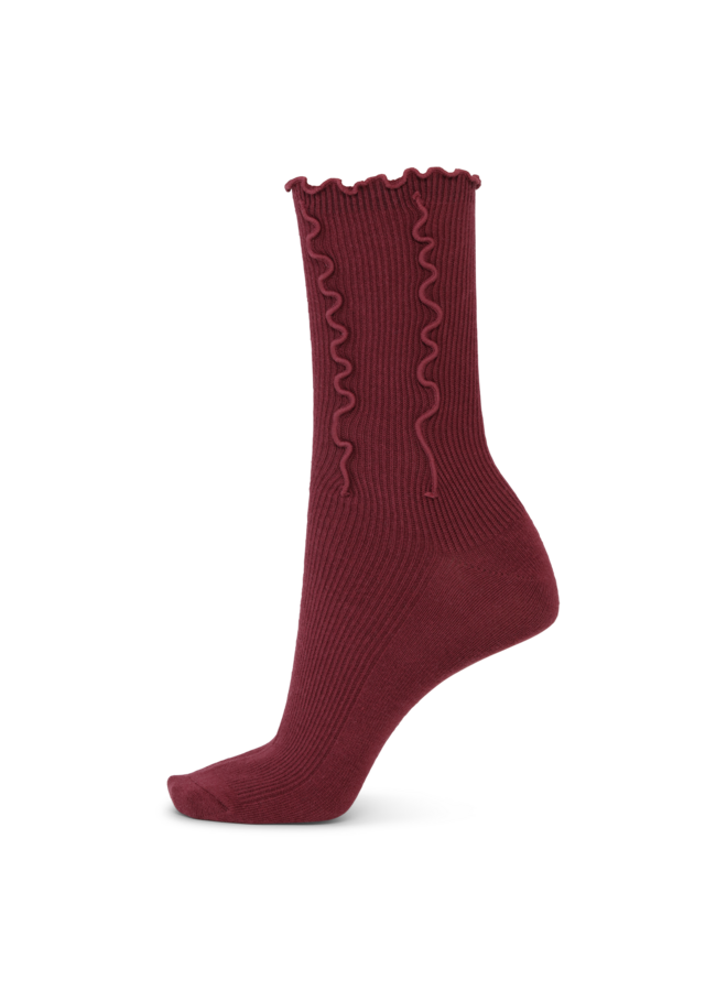 RUFFLE SOCKS BURGUNDY