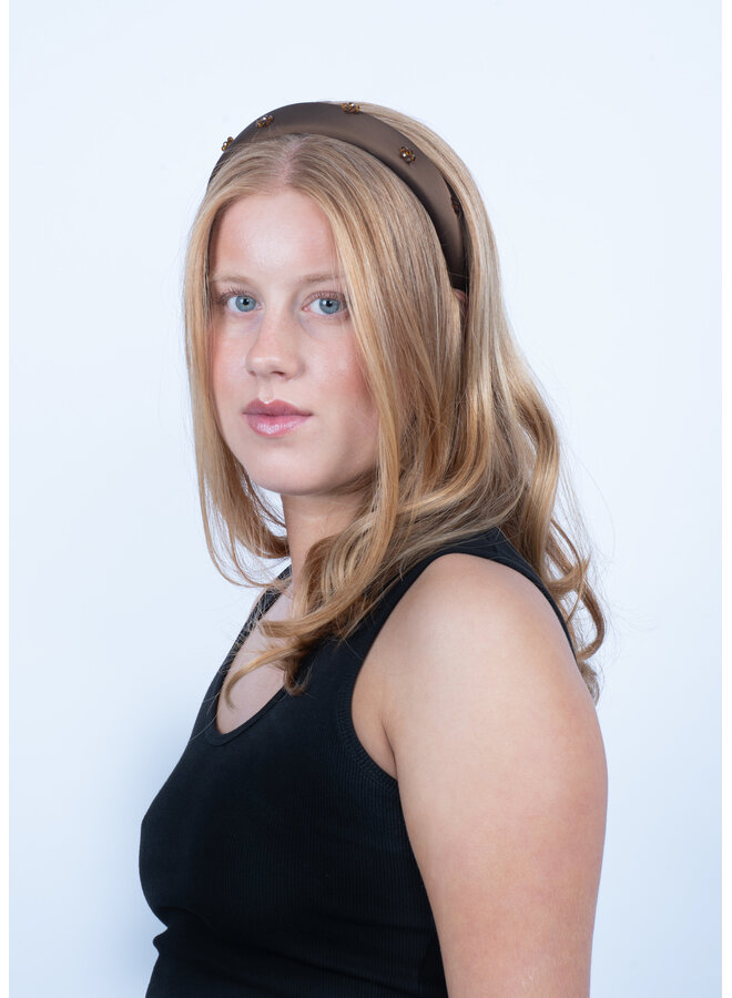 FLORAL GLEAM HEADBAND CHOCOLATE FONDANT