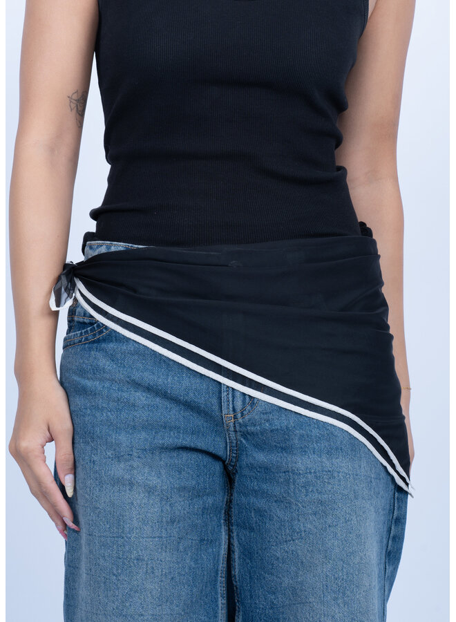 CONTRAST SCARF BLACK/WHITE