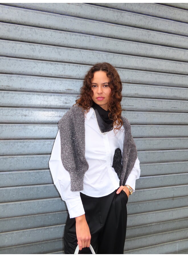 CONTRAST SCARF BLACK/WHITE