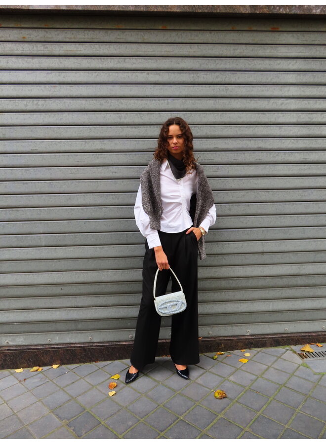 CONTRAST SCARF BLACK/WHITE