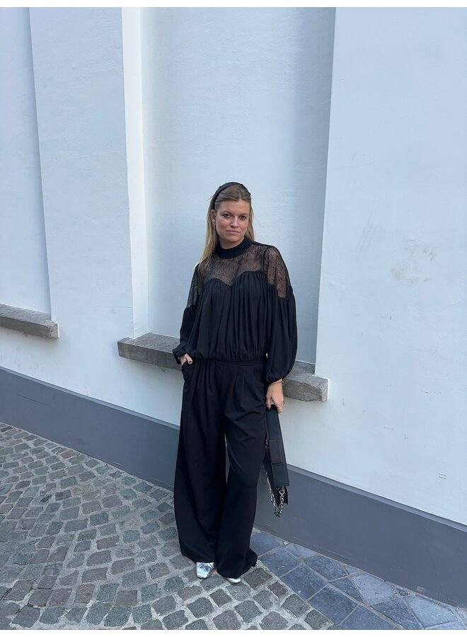 MINGOCC MIX LACE BLOUSE BLACK