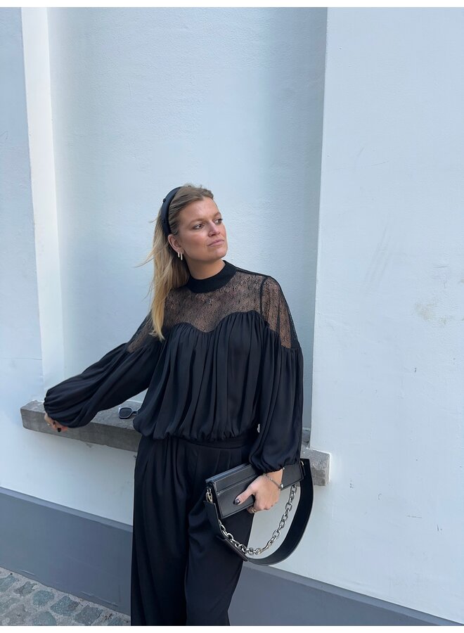 MINGOCC MIX LACE BLOUSE BLACK