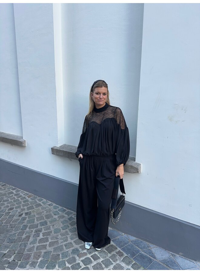 MINGOCC MIX LACE BLOUSE BLACK