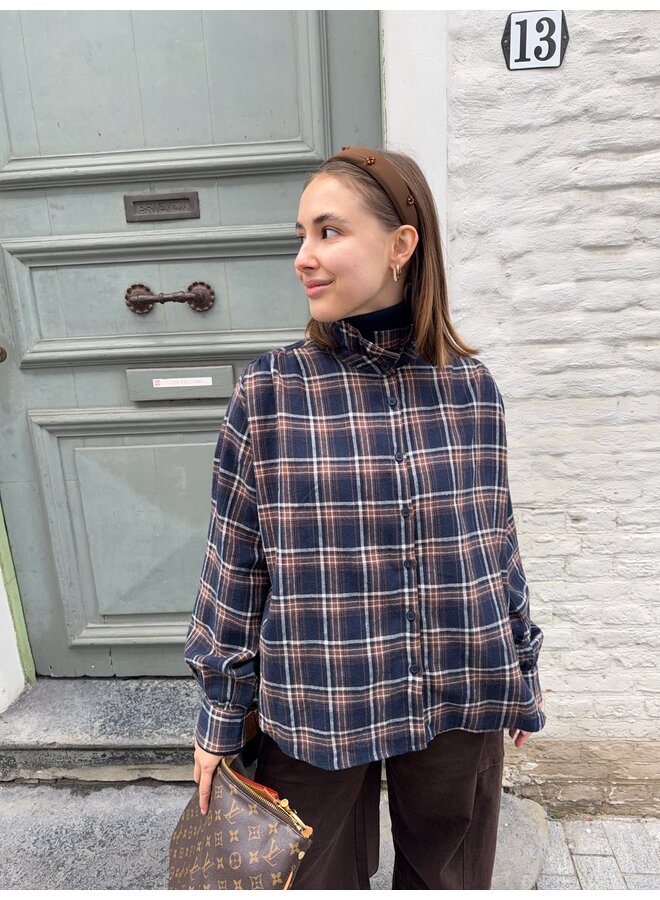 CHARLY SHIRT NAVY/ BROWN