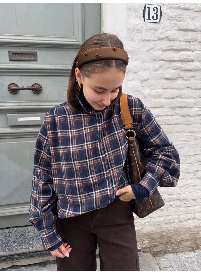 CHARLY SHIRT NAVY/ BROWN