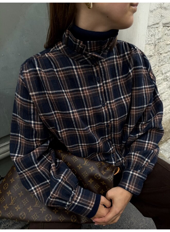 CHARLY SHIRT NAVY/ BROWN