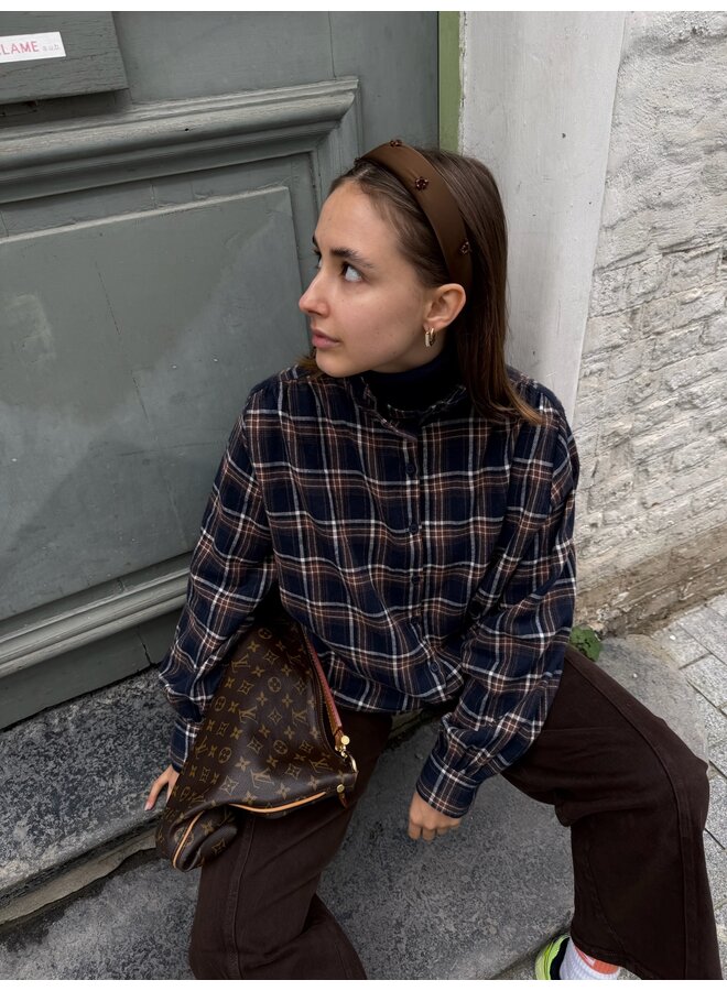 CHARLY SHIRT NAVY/ BROWN