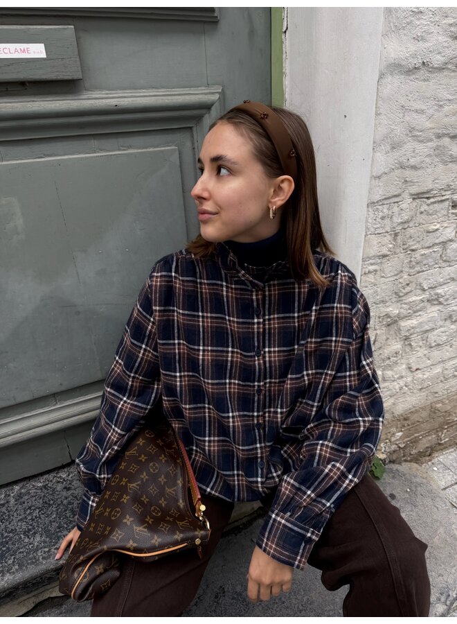 CHARLY SHIRT NAVY/ BROWN