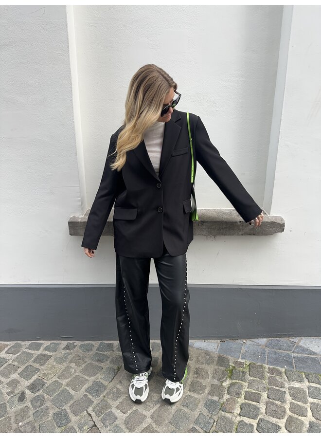 BILLIE BALLOON FAUX LEATHER PANTS BLACK