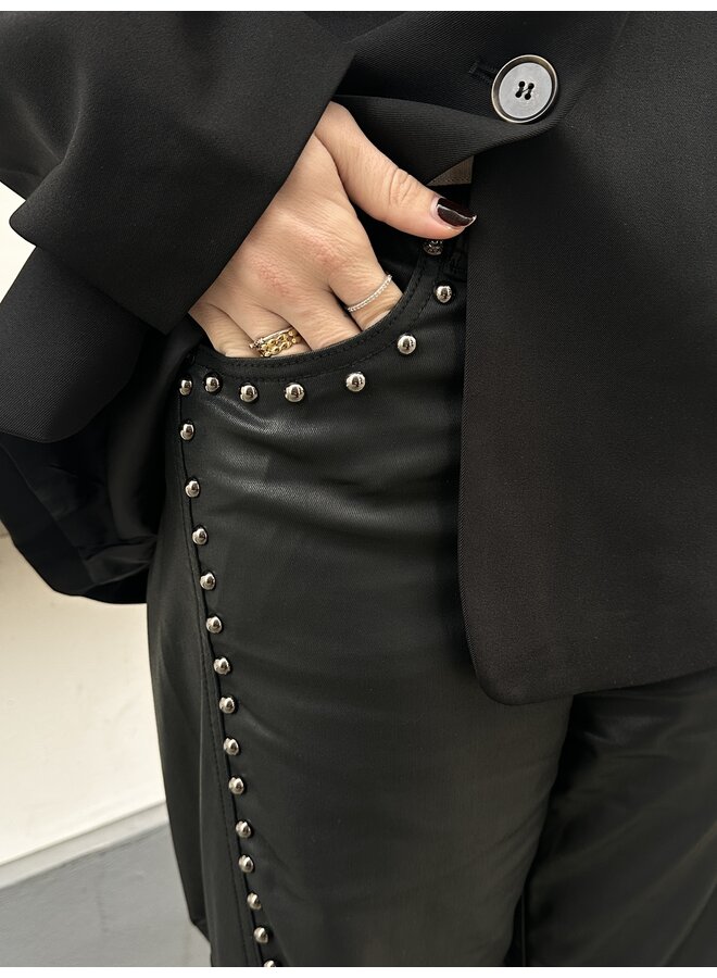 BILLIE BALLOON FAUX LEATHER PANTS BLACK