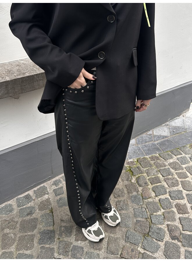 BILLIE BALLOON FAUX LEATHER PANTS BLACK