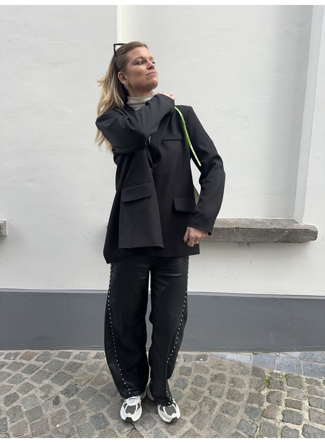 BILLIE BALLOON FAUX LEATHER PANTS BLACK