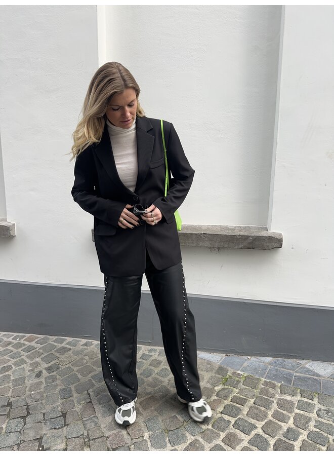 BILLIE BALLOON FAUX LEATHER PANTS BLACK