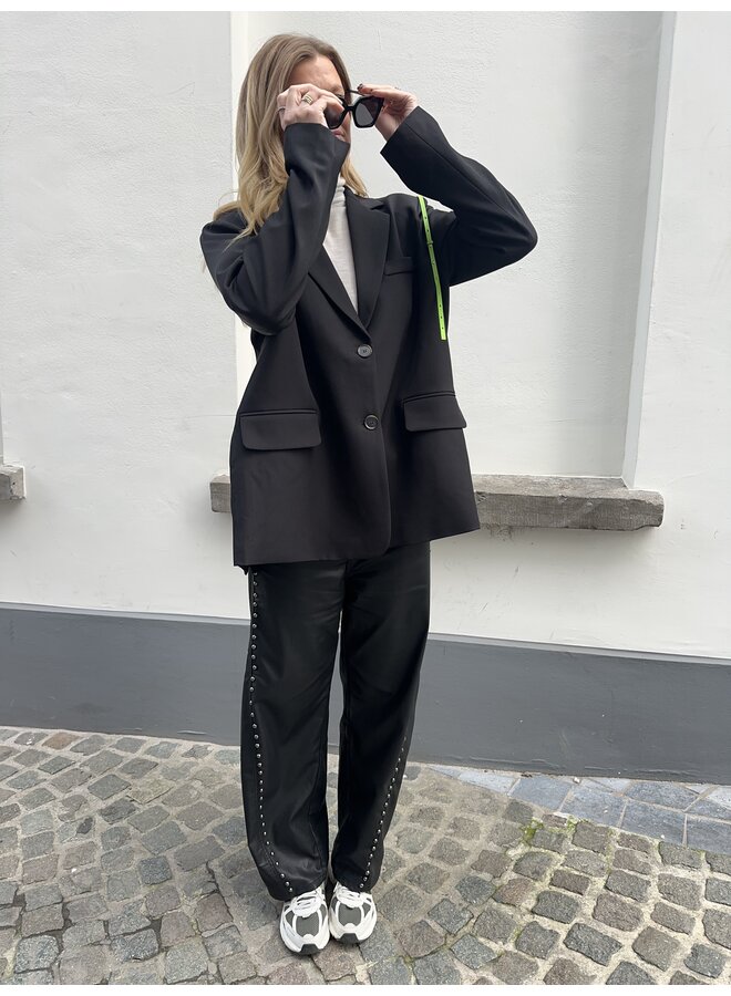 BILLIE BALLOON FAUX LEATHER PANTS BLACK