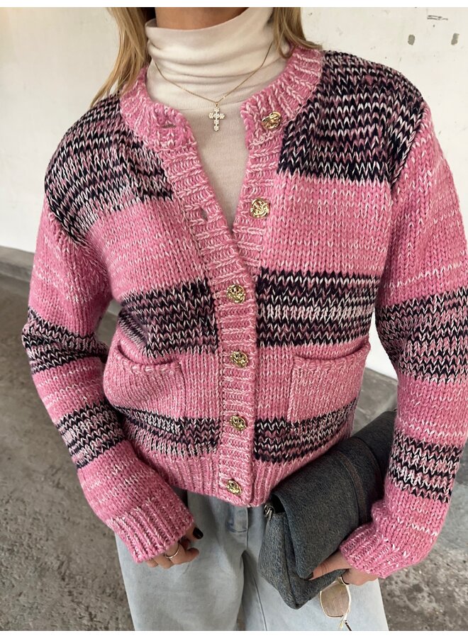 YASMAYLA LS KNIT CARDIGAN S. MOONLITE MAUVE