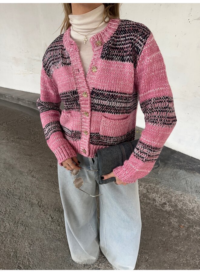 YASMAYLA LS KNIT CARDIGAN S. MOONLITE MAUVE