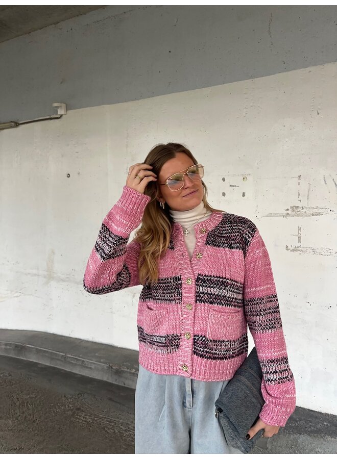 YASMAYLA LS KNIT CARDIGAN S. MOONLITE MAUVE