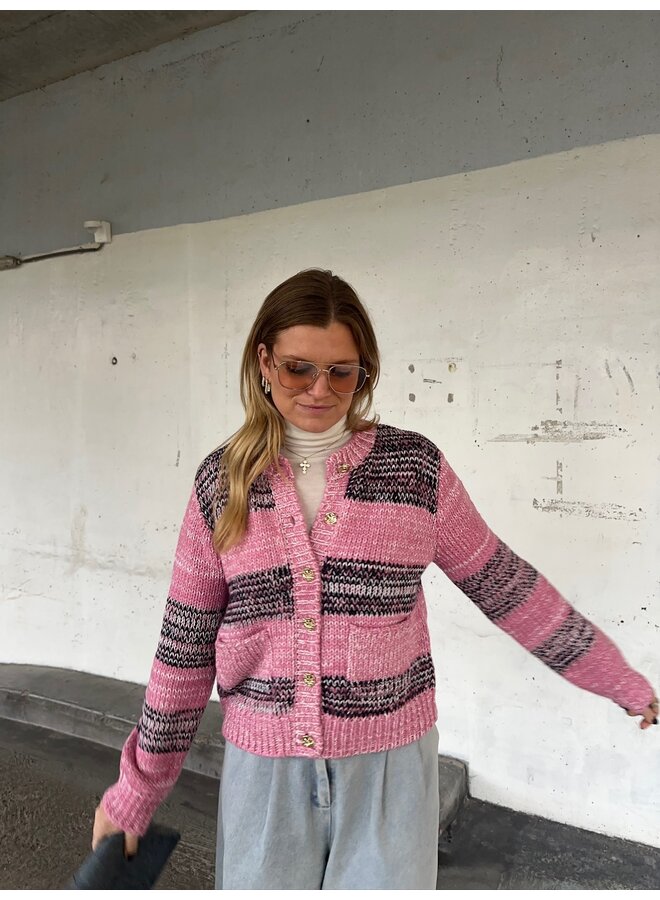 YASMAYLA LS KNIT CARDIGAN S. MOONLITE MAUVE