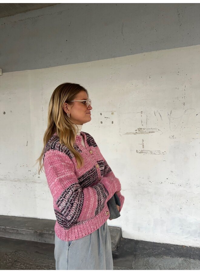 YASMAYLA LS KNIT CARDIGAN S. MOONLITE MAUVE